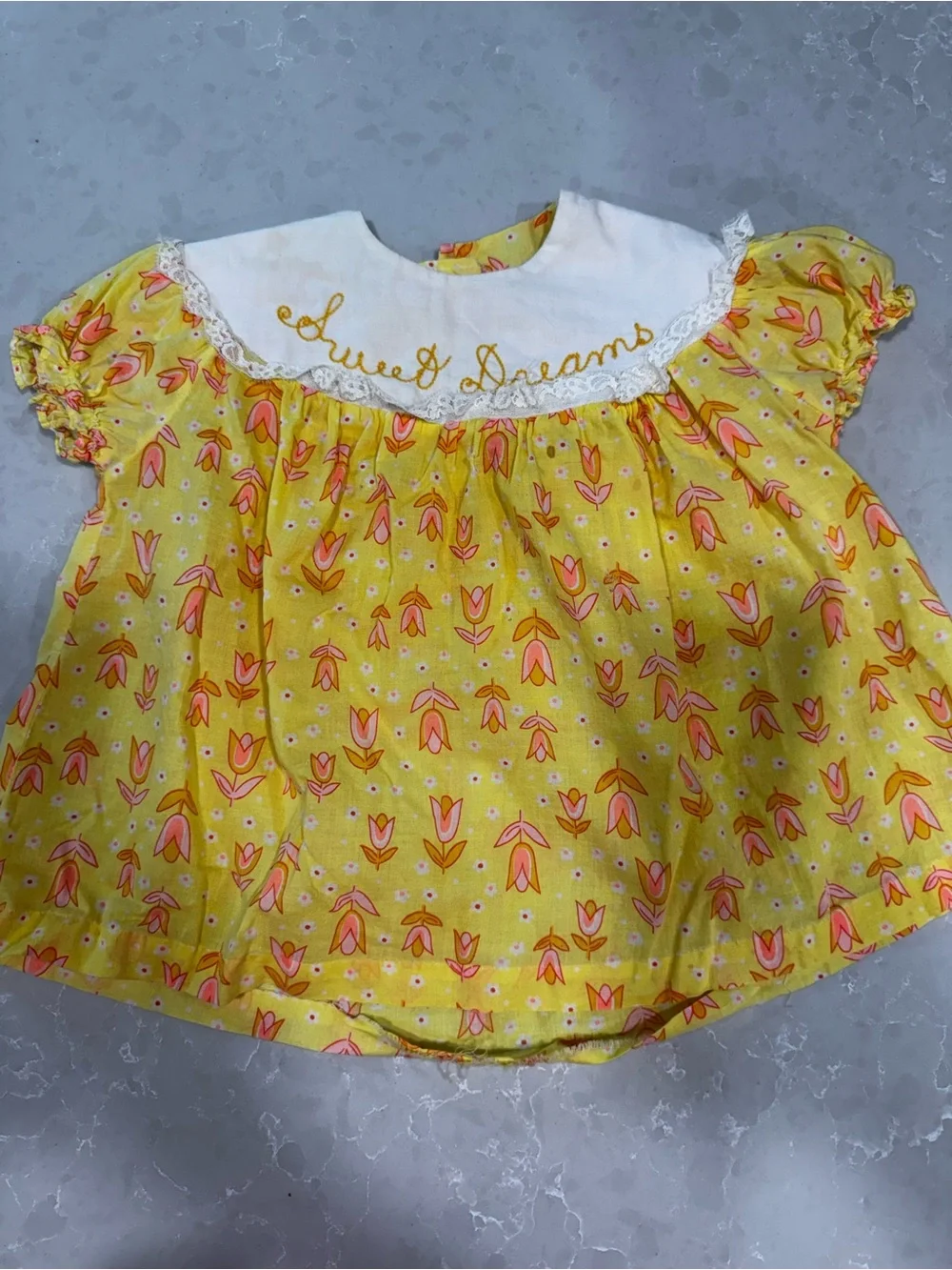 1960’s Vintage Sweet Dreams Yellow Floral Baby Top